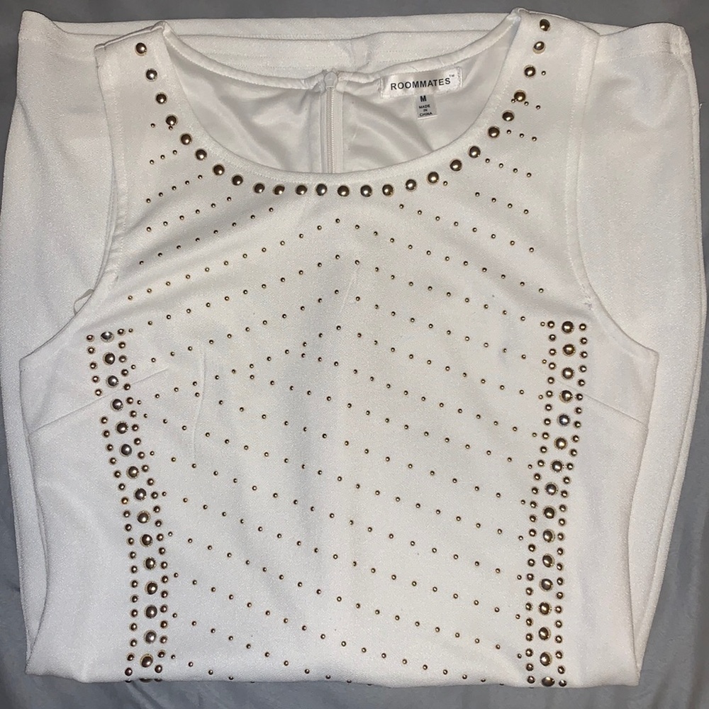 Gold Studded White Dress